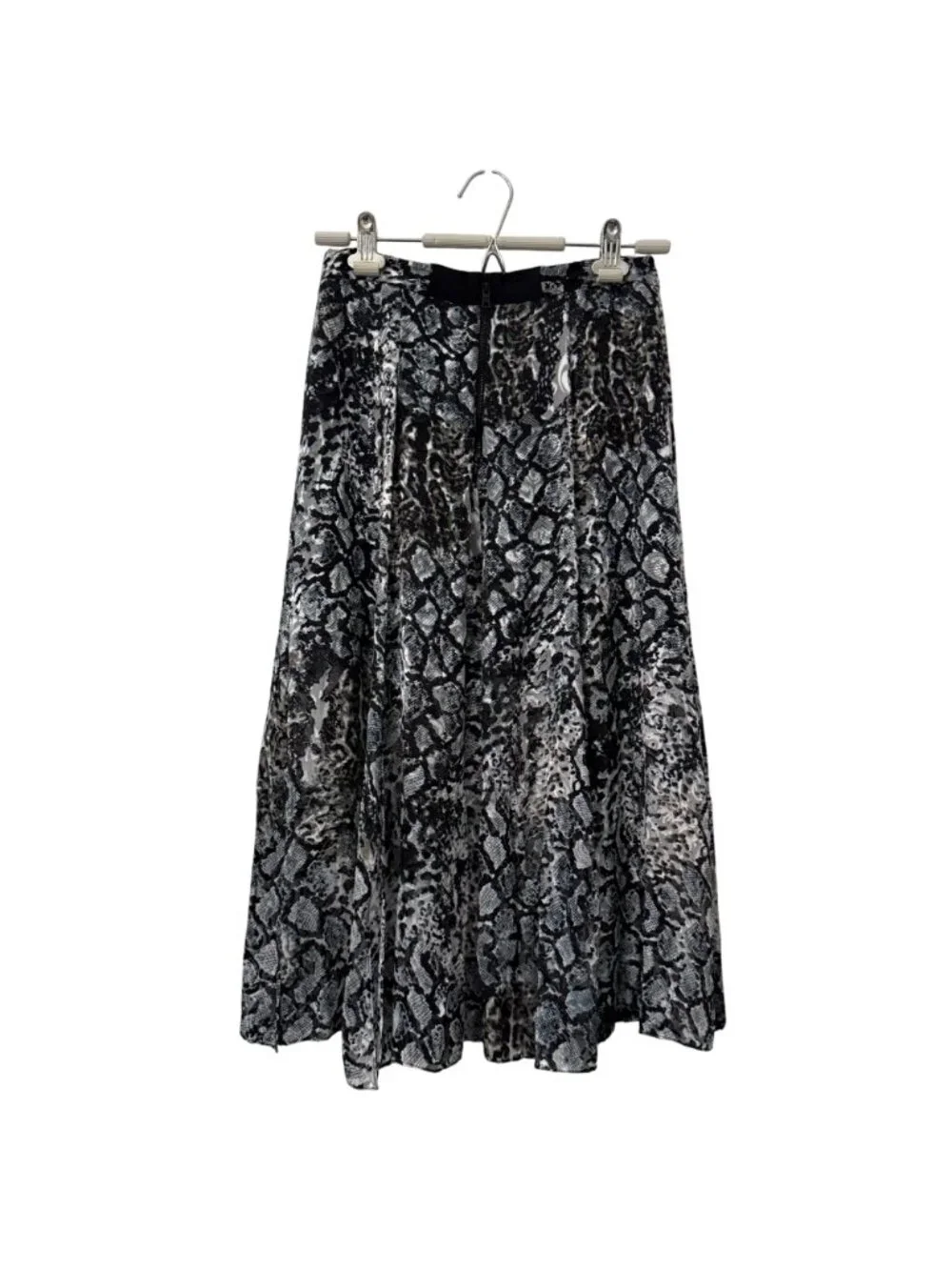 Alice Olivia Athena Burnout Velvet Snake Print Slit Flowy Silk Midi Skirt 2